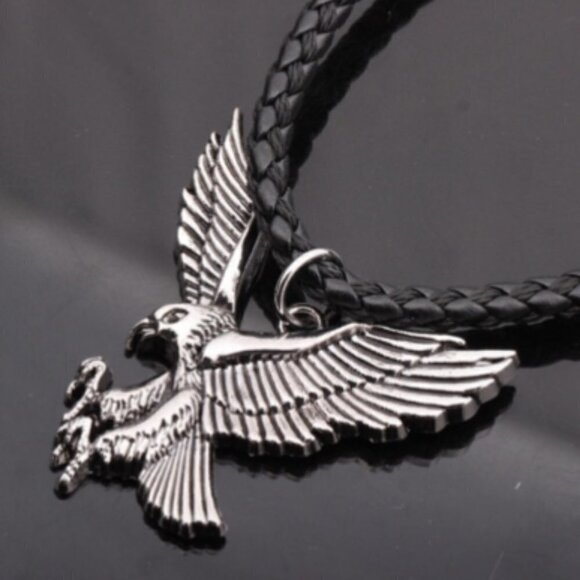 Eagle Pendant Necklace Leather Cord - Picture 1 of 3